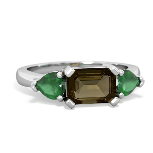 smoky quartz-emerald timeless ring