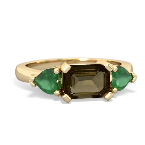 smoky quartz-emerald timeless ring