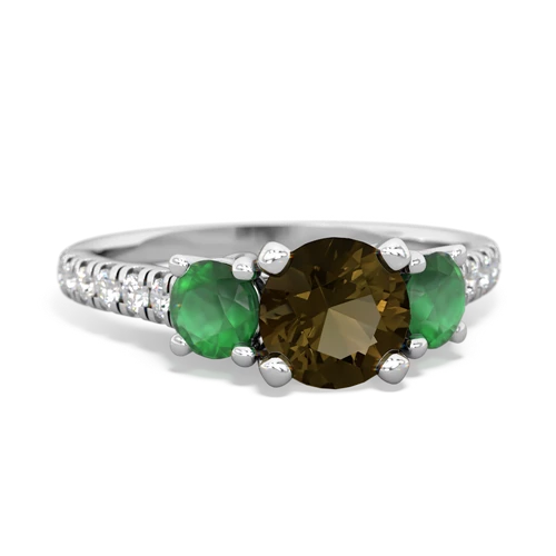 smoky quartz-emerald trellis pave ring