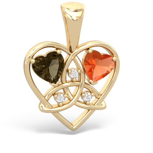 smoky quartz-fire opal celtic heart pendant