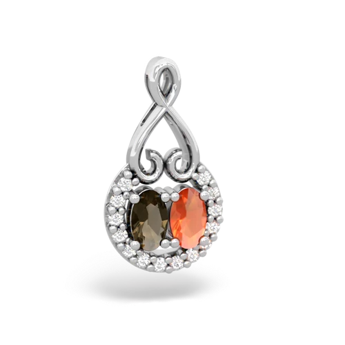 smoky quartz-fire opal love nest pendant