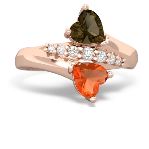 smoky quartz-fire opal modern ring