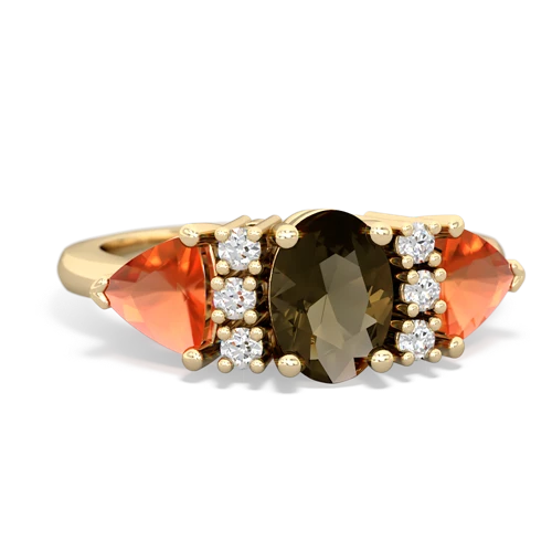 smoky quartz-fire opal timeless ring