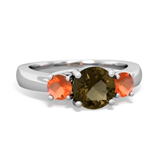 smoky quartz-fire opal timeless ring