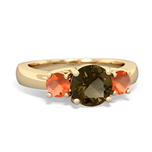 smoky quartz-fire opal timeless ring