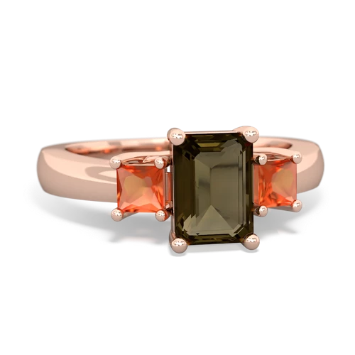smoky quartz-fire opal timeless ring