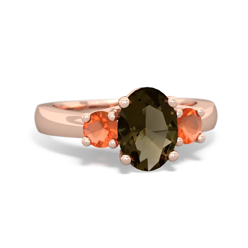 smoky quartz-fire opal timeless ring