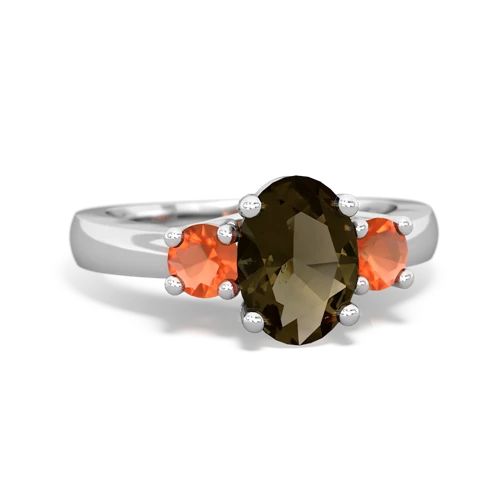 smoky quartz-fire opal timeless ring