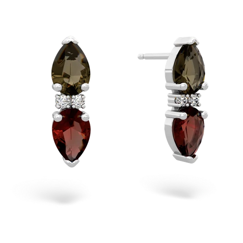 smoky quartz-garnet bowtie earrings