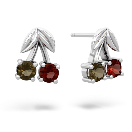 smoky quartz-garnet cherries earrings