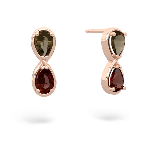 smoky quartz-garnet infinity earrings