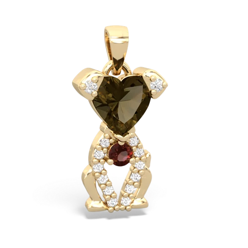 smoky quartz-garnet birthstone puppy pendant