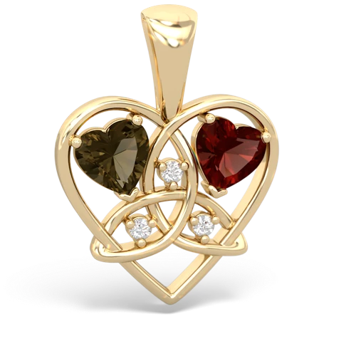smoky quartz-garnet celtic heart pendant