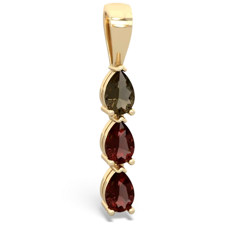 smoky quartz-garnet three stone pendant