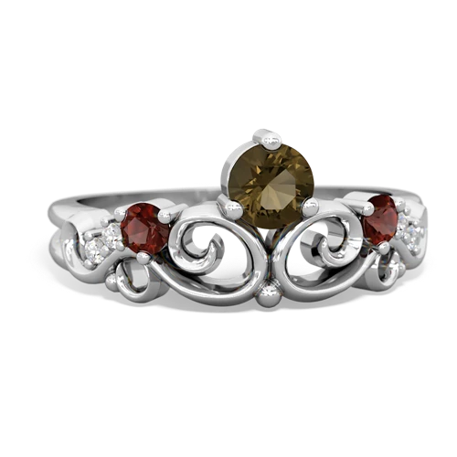 smoky quartz-garnet crown keepsake ring