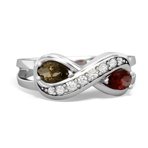 smoky quartz-garnet diamond infinity ring