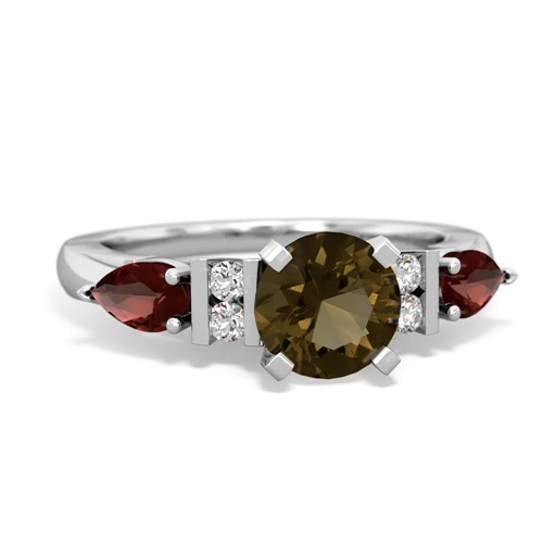 smoky quartz-garnet engagement ring