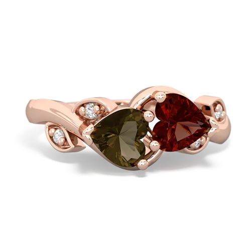 smoky quartz-garnet floral keepsake ring