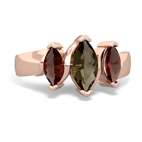 smoky quartz-garnet keepsake ring