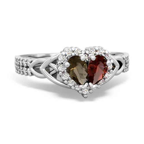 smoky quartz-garnet keepsake engagement ring