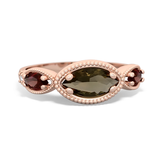 smoky quartz-garnet milgrain marquise ring