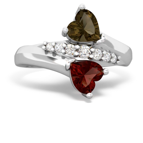 smoky quartz-garnet modern ring