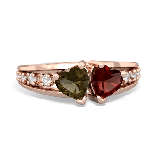 smoky quartz-garnet modern ring