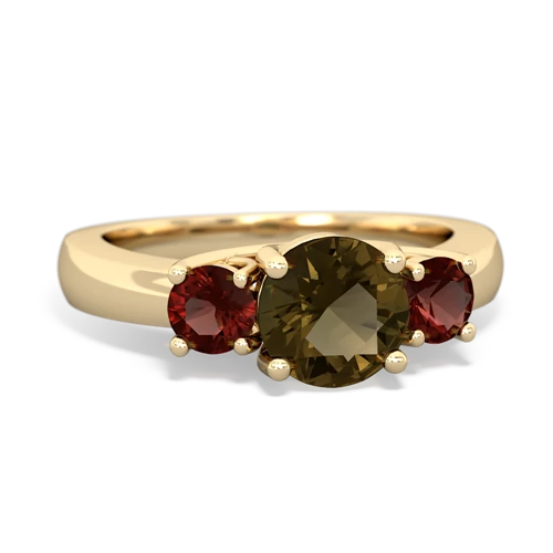 smoky quartz-garnet timeless ring