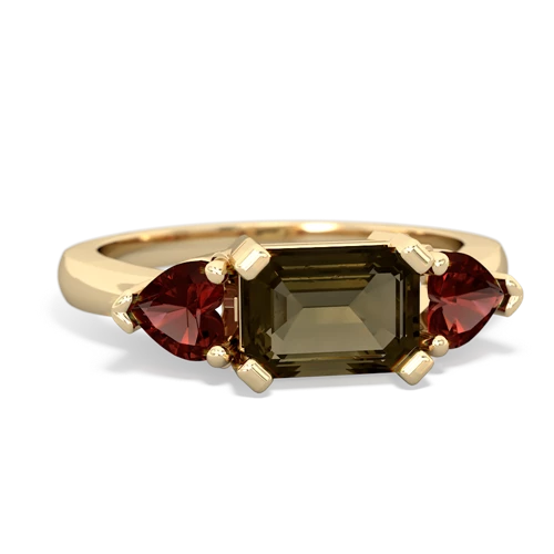 smoky quartz-garnet timeless ring