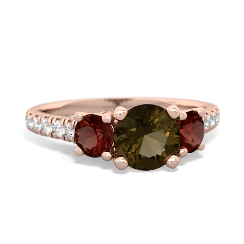 smoky quartz-garnet trellis pave ring