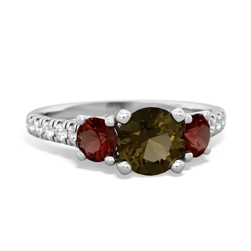 smoky quartz-garnet trellis pave ring