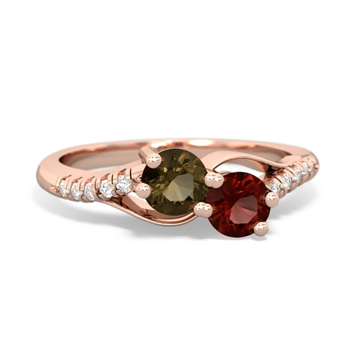 smoky quartz-garnet two stone infinity ring