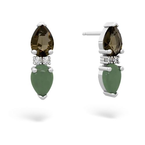 smoky quartz-jade bowtie earrings
