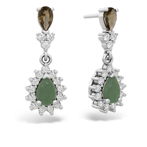 smoky quartz-jade dangle earrings
