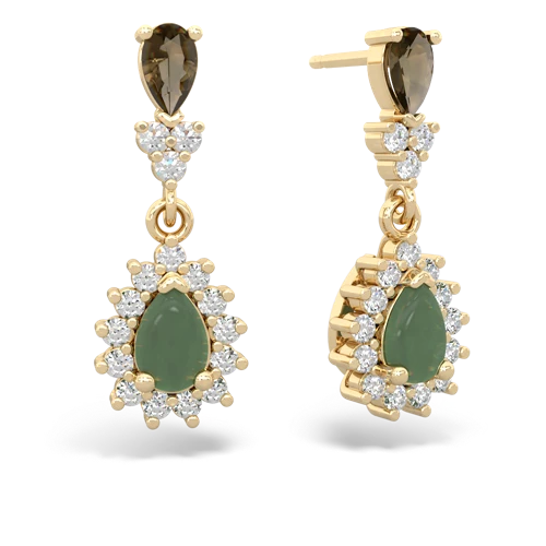 smoky quartz-jade dangle earrings