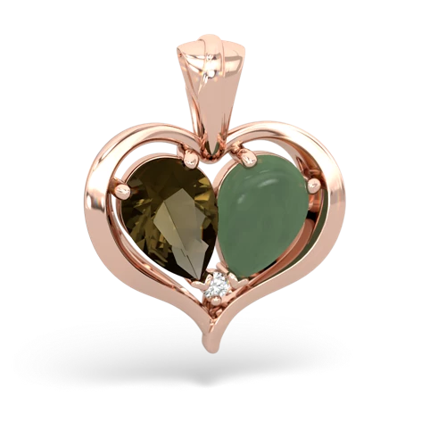 smoky quartz-jade half heart whole pendant