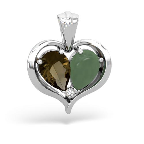 smoky quartz-jade half heart whole pendant