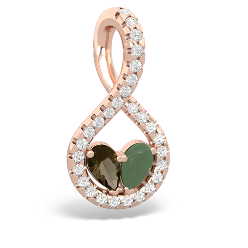 smoky quartz-jade pave twist pendant