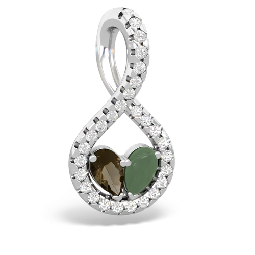 smoky quartz-jade pave twist pendant