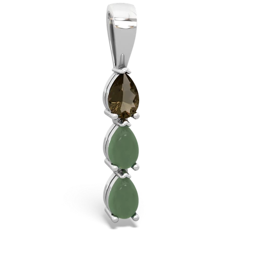 smoky quartz-jade three stone pendant
