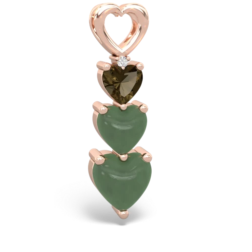 smoky quartz-jade three stone pendant