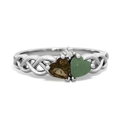 smoky quartz-jade celtic braid ring