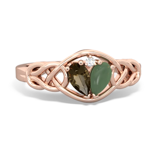 smoky quartz-jade celtic knot ring