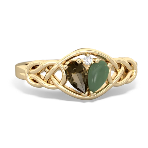 smoky quartz-jade celtic knot ring