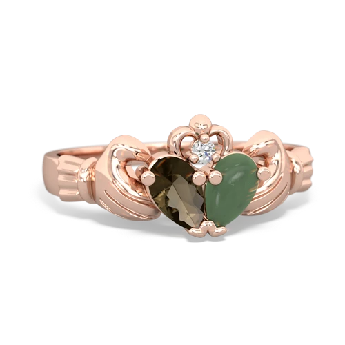 smoky quartz-jade claddagh ring