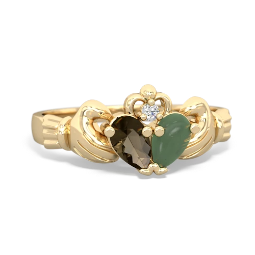 smoky quartz-jade claddagh ring