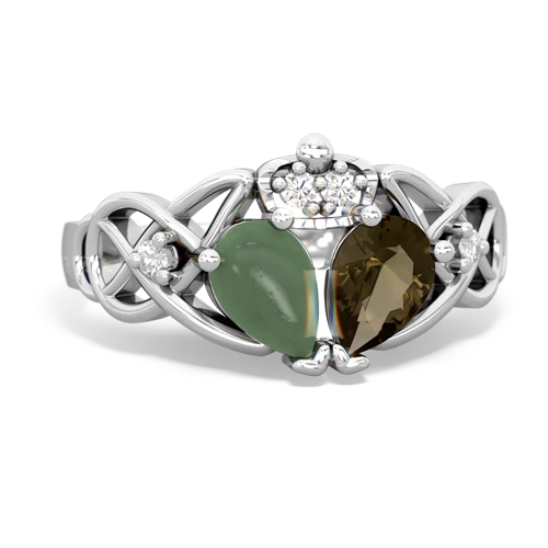 smoky quartz-jade claddagh ring