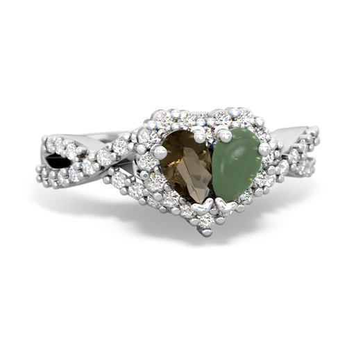 smoky quartz-jade engagement ring