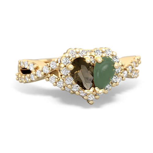 smoky quartz-jade engagement ring