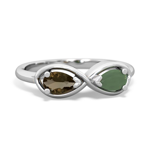 smoky quartz-jade infinity ring